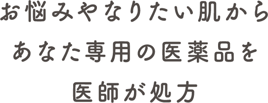 お悩みやなりたい肌からあなた専用の医薬品を医師が処方